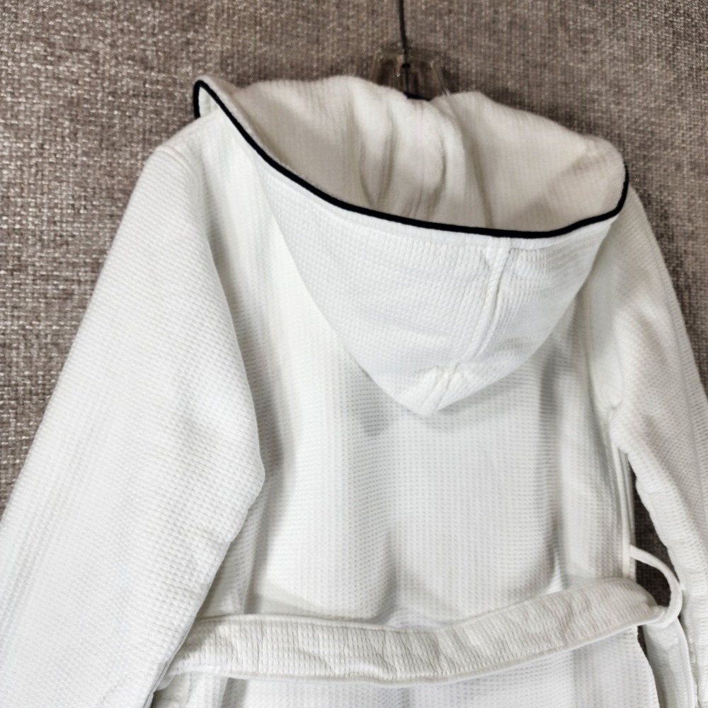 Riley Home Hooded Waffle Robe Womens M White Heavyweight Cotton Okeo-Tex EUC - Picture 9 of 13